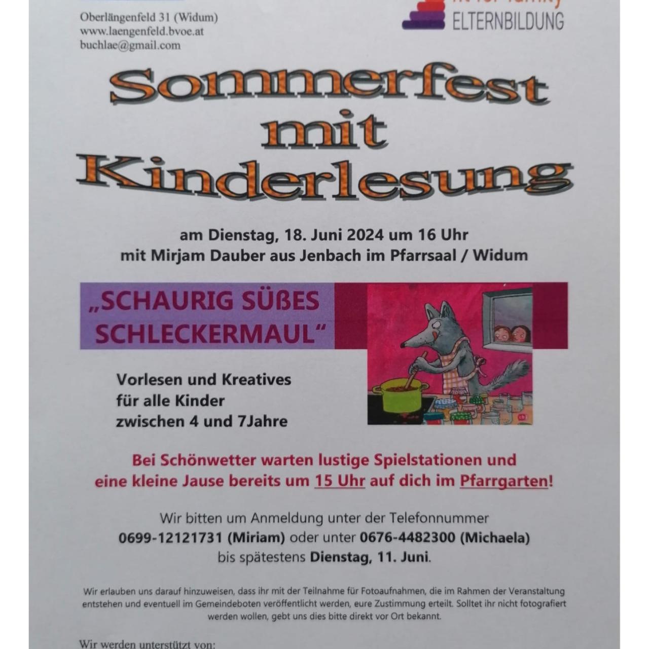 Sommerfest mit Kinderlesung